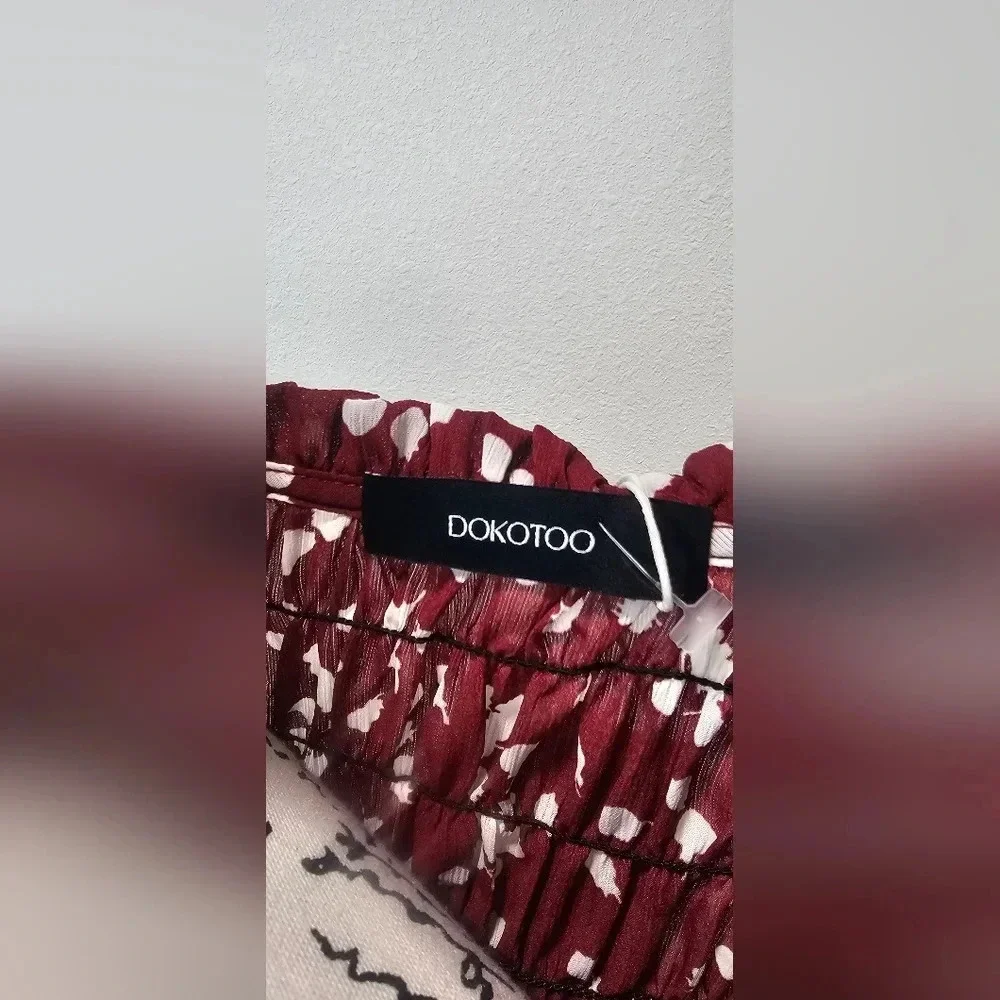 Dokotoo Women's Casual V Neck Alicia Smocked Long Sleeve Chiffon Blouse Size 2XL - Picture 9 of 16